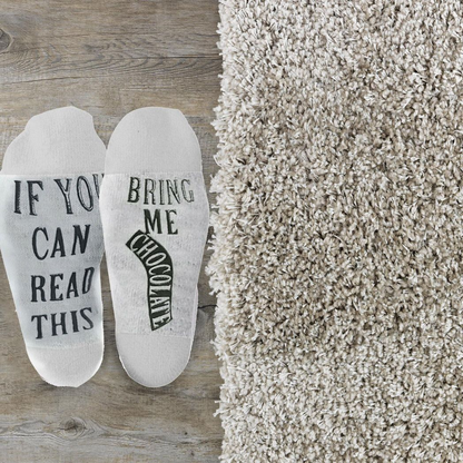 Gifting Slogan Socks If You Can Read This Bring Me Chocolate, White UK Size 4-7