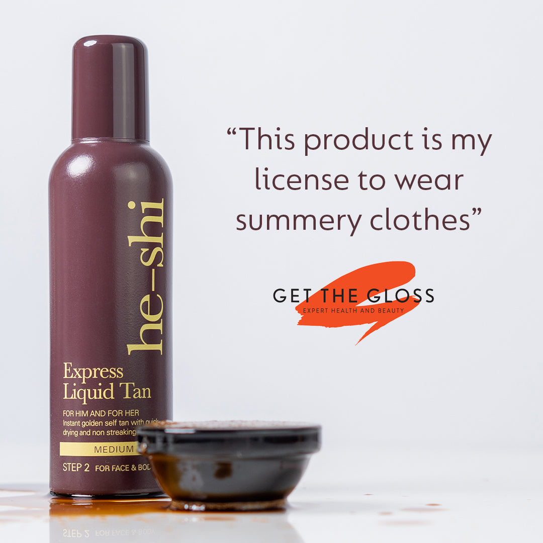 He-Shi Express Liquid Instant Self Tan 150ml - Medium Tan - Quick Dry - Easy to Apply