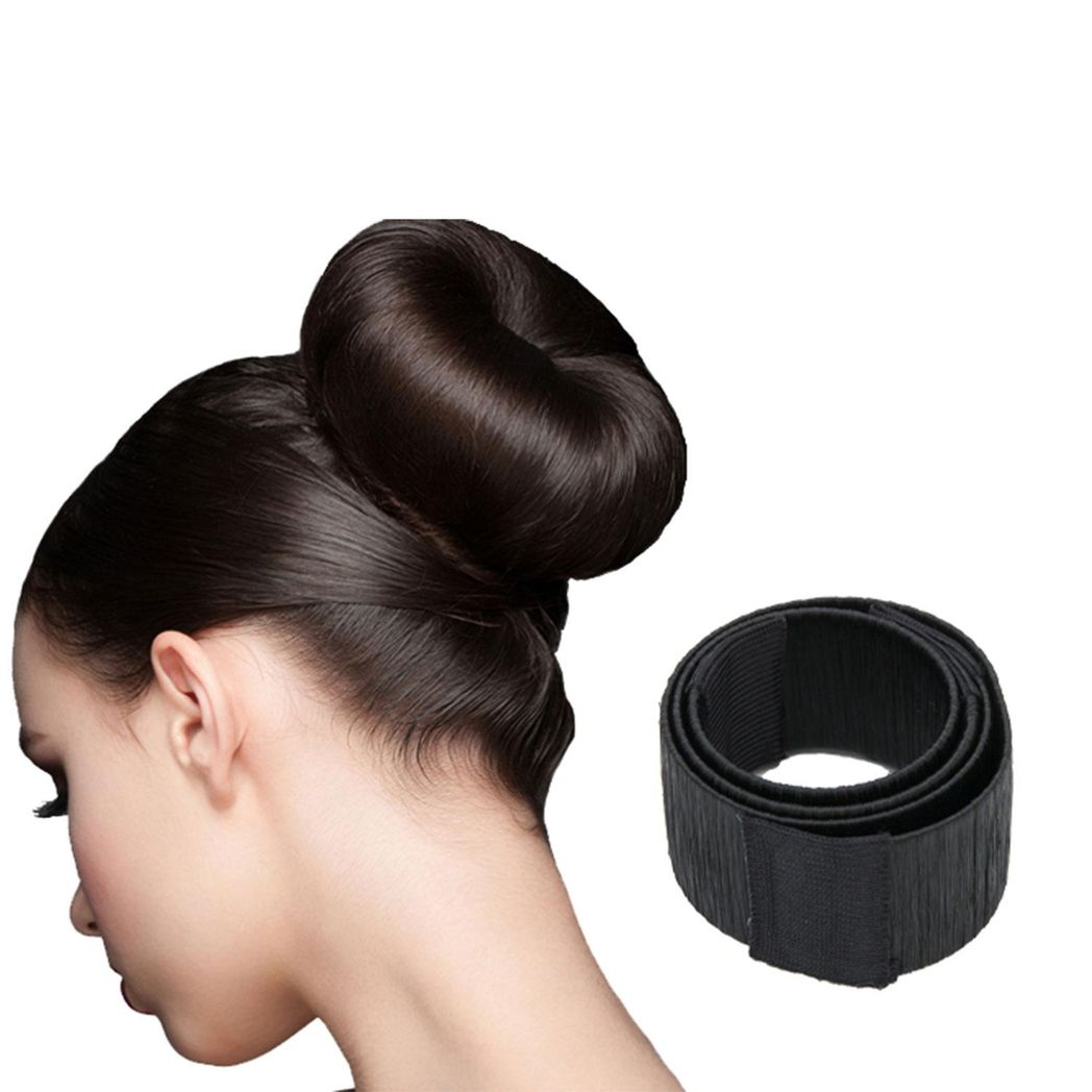 Aquarius Woman Hair Bun Maker Donut Lightweight and Portable, Black