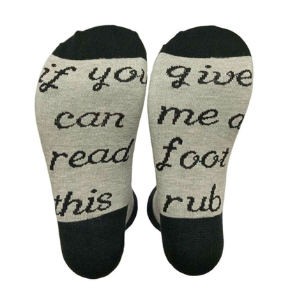 Gifting Slogan Socks, If You Can Read this Give me a Foot Rub, Grey, UK Size 4-7