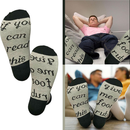 Gifting Slogan Socks, If You Can Read this Give me a Foot Rub, Grey, UK Size 4-7