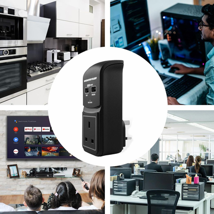 Monster Power Core 100 Surge Protected Socket with 2 USB Charging Ports, Black