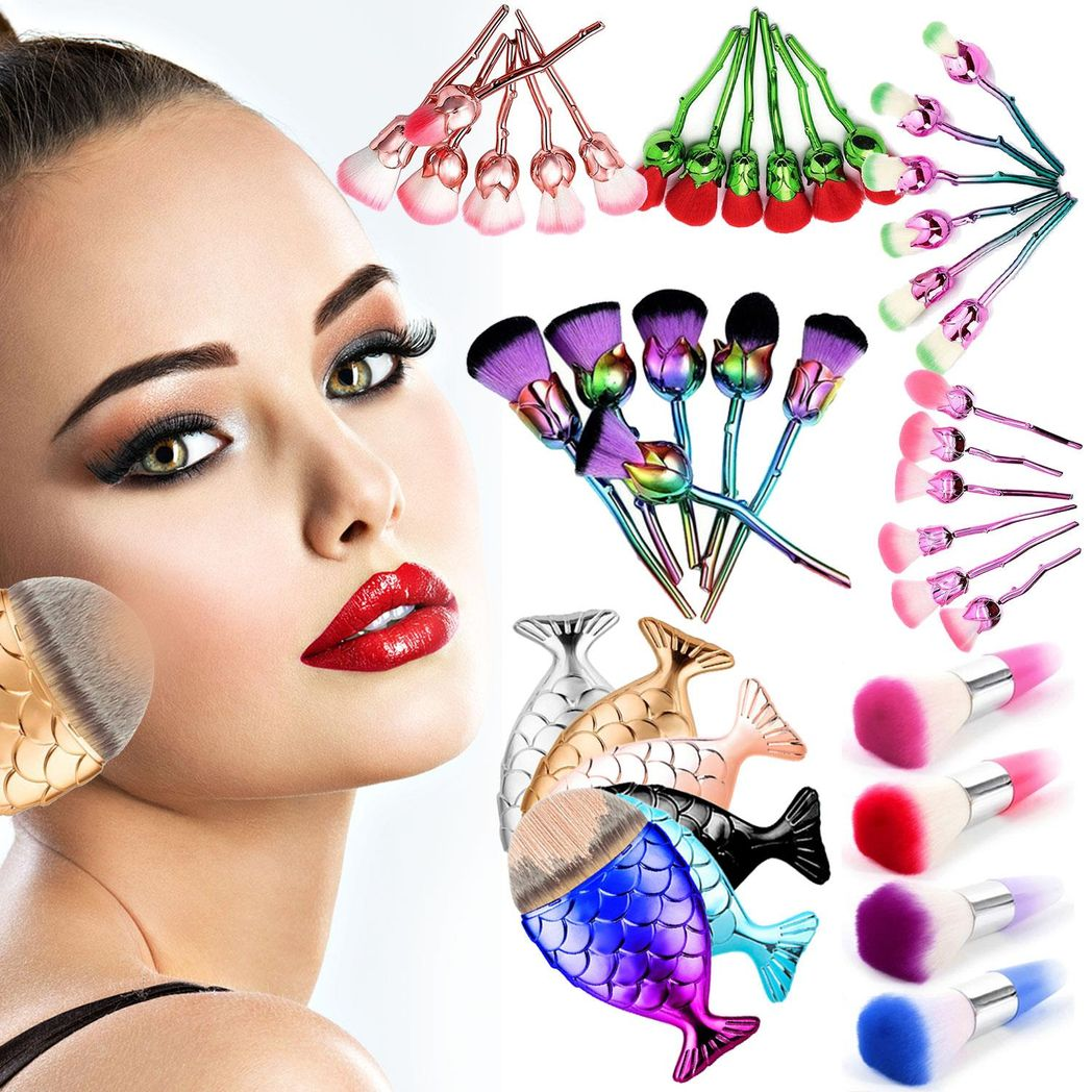 Beauty and the Beast-Inspired Rose Makeup Brushes with Glossy Handles