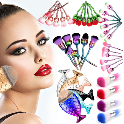 Beauty and the Beast-Inspired Rose Makeup Brushes with Glossy Handles