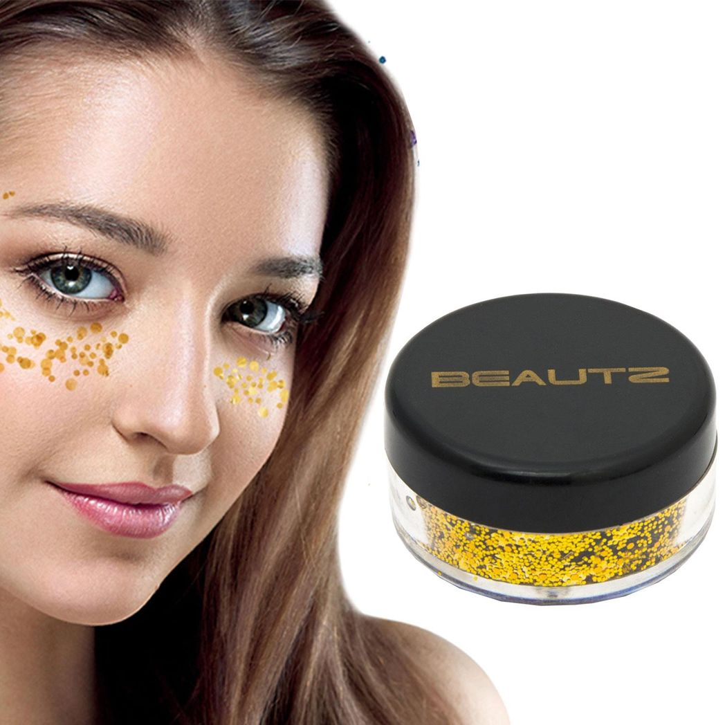 Beautz Chunky Glitter Available in 5 Varieties 10ml pot with 5g of Cosmetic Glit[Gold]