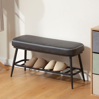 Leather Shoe Storage Bench
