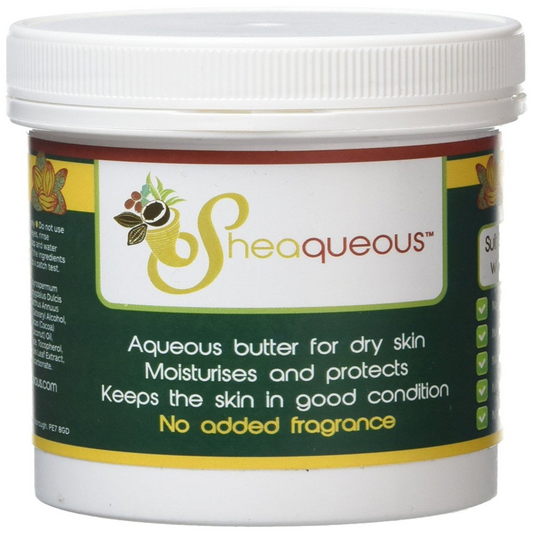 Sheaqueous Aqueous Cream with unrefined Shea Butter, Almond Oil, cocoa butter, vitamin E. A natural aqueous cream for very dry skin, for Sensitive Skin, Babies, Children, Eczema prone skin , Use in Pregnancy for expanding tummy NO ADDED FRAGRANCE