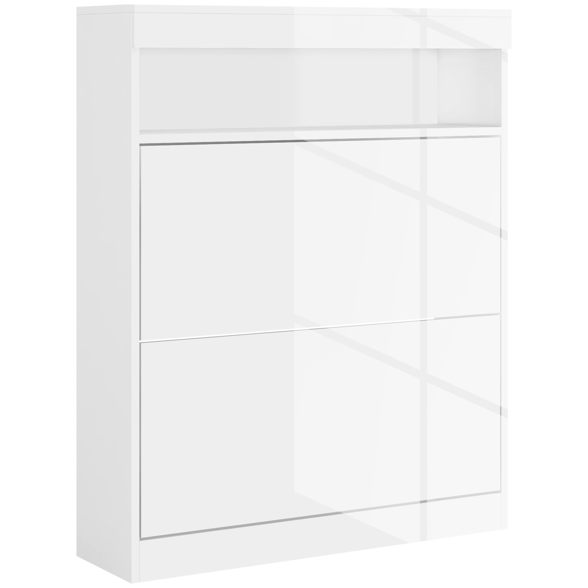HOMCOM Wall Mounted or Freestanding Shoe Cabinet with 2 Flip Drawers, White
