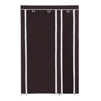 67" Portable Clothes Closet Wardrobe with Non-woven Fabric and Hanging Rod Quick and Easy to Assemble Dark Brown